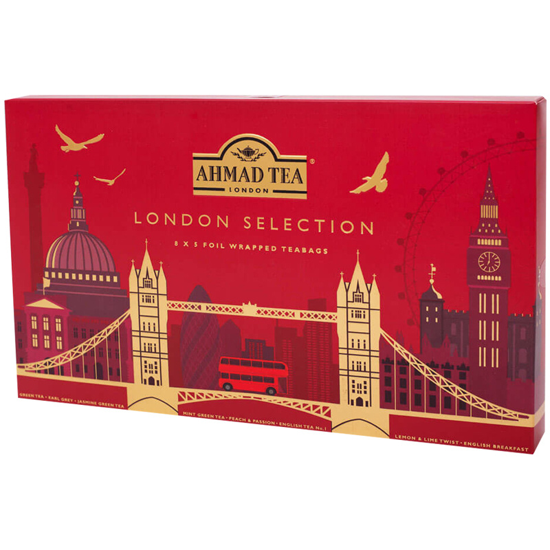 Подарочный набор чая Ahmad Tea "London Selection", 8 вкусов, 40 фольг. пак., карт. коробка  #1