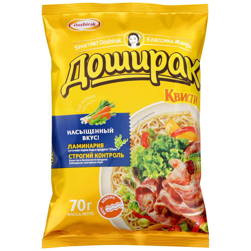 Лапша Доширак быстрого приготовления Квисти со вкусом Бекона 70г 48 шт ...