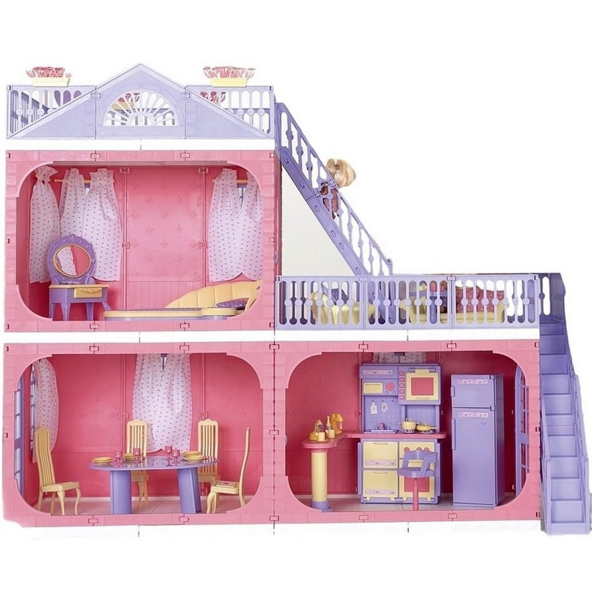 Дом для кукол Огонек Коттедж "Маленькая принцесса" / гостиная для куклы / кухня для куклы / ванная для #1