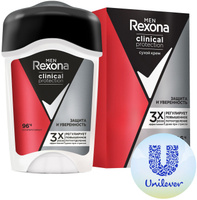 Rexona Дезодорант-крем Men Clinical Protection Защита и Уверенность, антиперспирант, сухой крем, 45 мл. Спонсорские товары