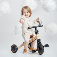 50026, Беговел детский от 1 года, беговел трансформер Happy Baby ADVENTURE, 3 в 1: трёхколёсный беговел, двухколёсный беговел, трёхколёсный велосипед, бежевый. Спонсорские товары