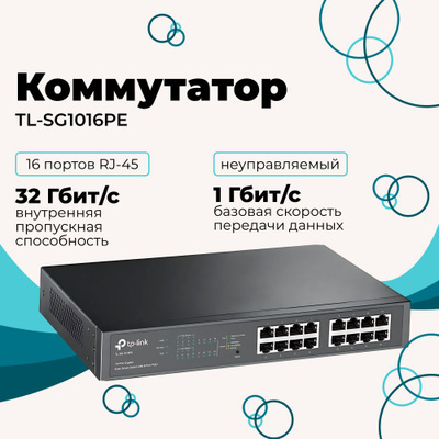 TP-Link TL-SG1016PE Easy Smart гигабитный 16-портовый коммутатор с 8 ...