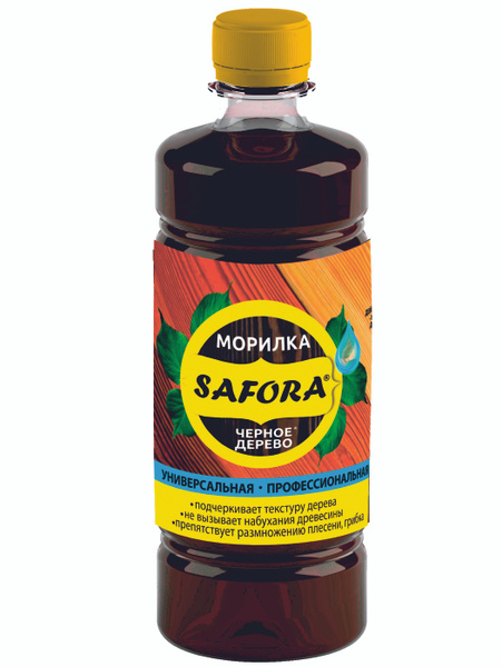 Морилка для дерева профессиональная SAFORA цвет чёрное дерево 500мл ...