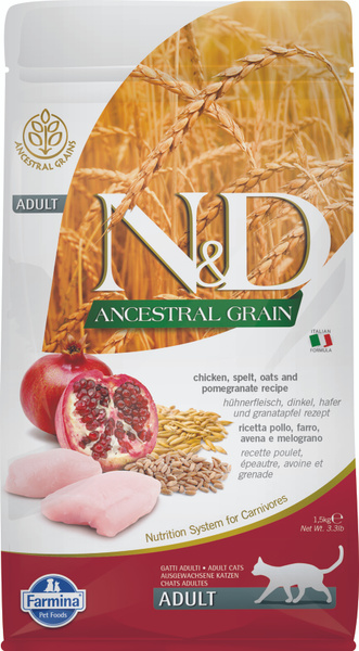 Корм Farmina N&D ANCESTRAL GRAIN Chicken & Pomegranate Adult для кошек ...