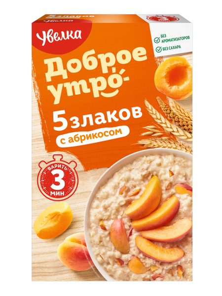 Мультизлаковые хлопья Увелка "5 злаков", с натуральным абрикосом, 240 г ...