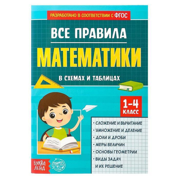 Сборник шпаргалок для 1-4 классов "Все правила математики", 44 стр./в ...