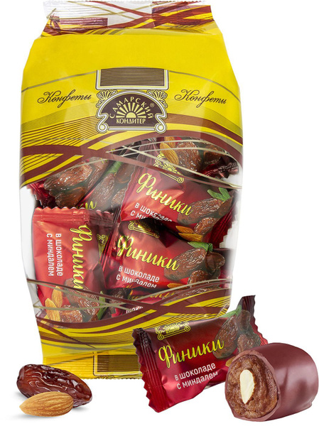 Конфеты Самарский кондитер, финики в шоколаде с миндалем, 500 г ...