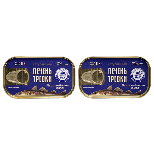 Печень трески натуральная B&K SEAFOOD из охлажденного сырья 115 гр х 2 ...