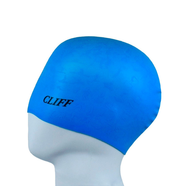 Шапочка для плавания CLIFF силиконовая с рельефом, голубая / для ...