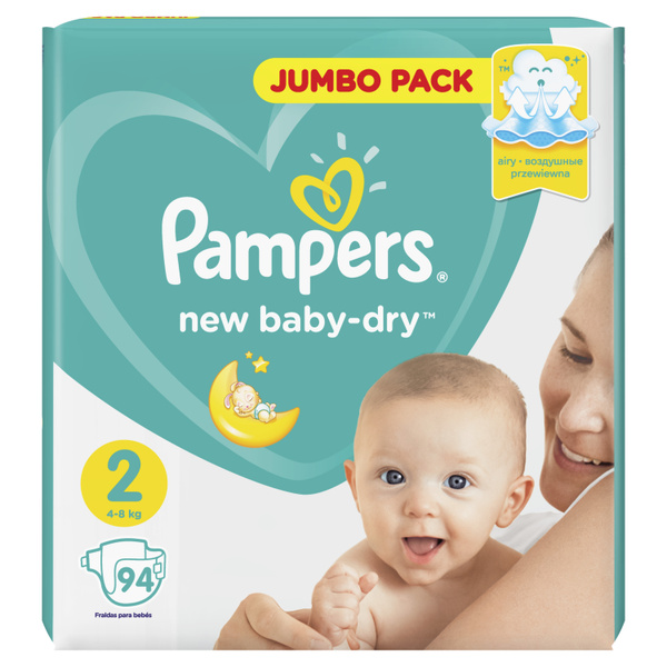 Pampers New Baby-Dry Подгузники для новорожденных 4-8 кг, 2 размер, 94 ...
