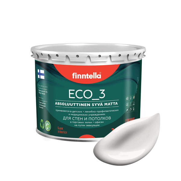 Краска FINNTELLA матовая для стен моющаяся ECO 3, для обоев под ...
