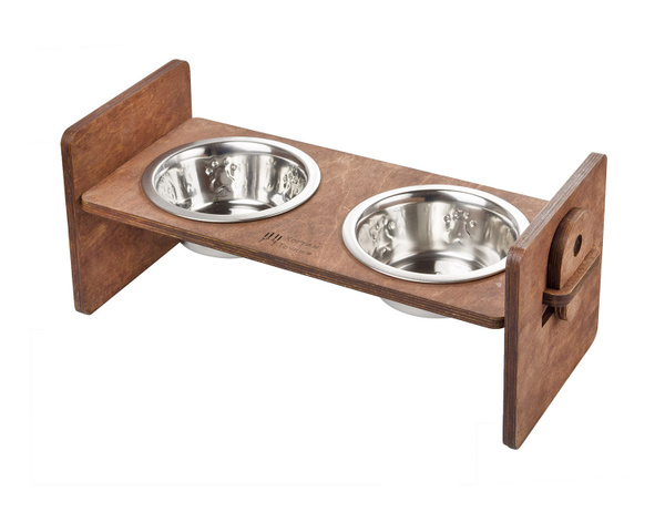 Миски для кошек и маленьких собак. Кормушка-подставка из дерева с двумя ...