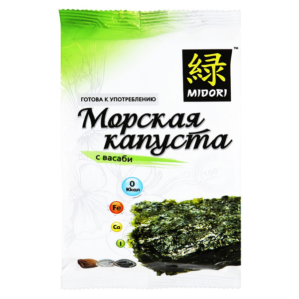Midori Чипсы из морской капусты с васаби Нори, 5 г - купить с доставкой ...