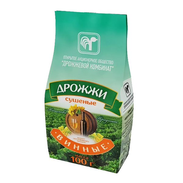 Дрожжевой комбинат Дрожжи Сухие активные Винные 100г. 1шт. - купить с ...