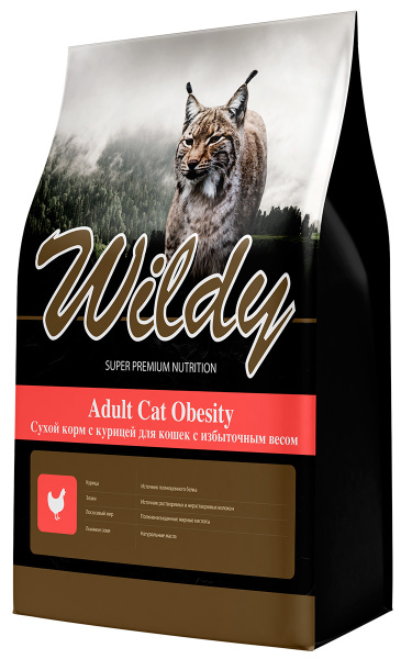 WILDY ADULT CAT OBESITY диетический для взрослых кошек с курицей (1 кг ...
