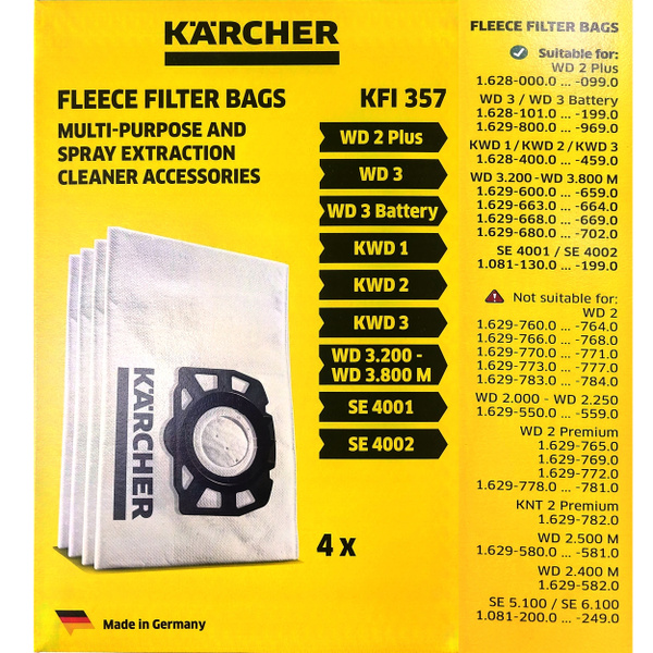 Фильтр мешки Karcher KFI 357 для пылесосов wd3, se4001, se4002 2.863 ...