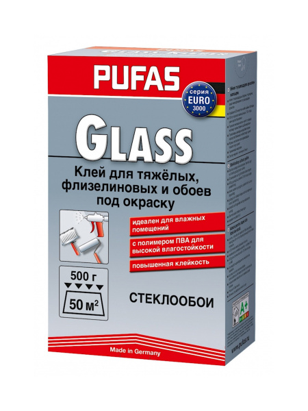 Pufas EURO 3000 Glass Клей для обоев флизелиновый, обойный клей под ...