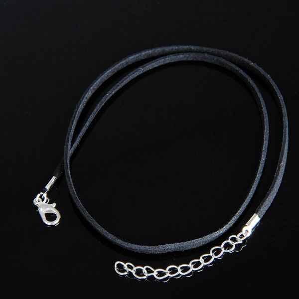 Шнурок с замком и удлинителем 45см, замшевый, цвет черный - купить с ...