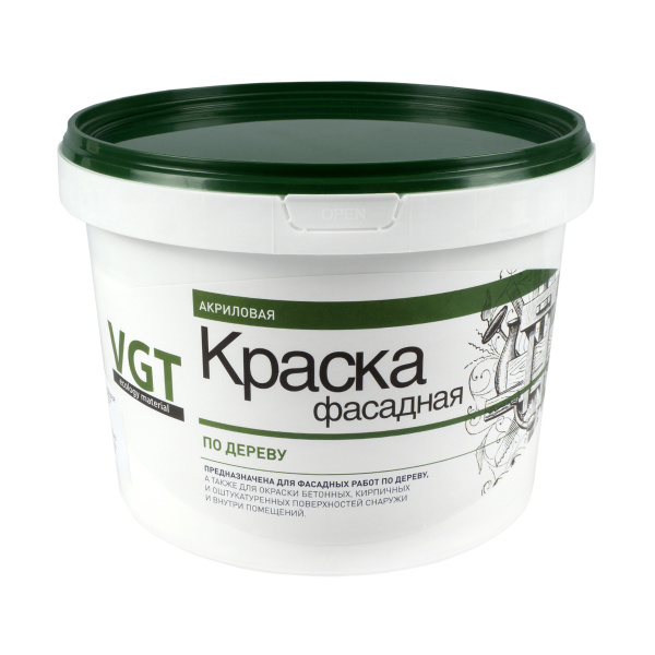 Краска VGT фасадная по дереву Быстросохнущая, Акриловая, Матовое ...