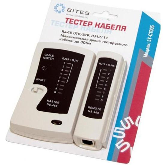 Тестер кабеля RJ-45 + RJ-11 / RJ-12 5BITES LY-CT005 (UTP/STP/TEL ...