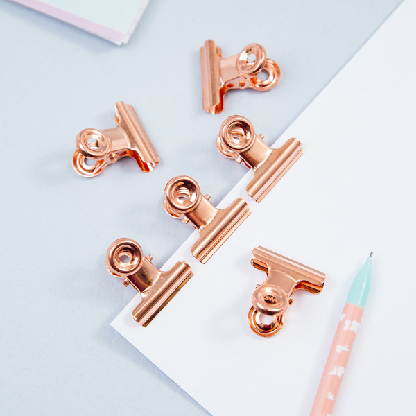 Зажимы-бульдоги для бумаг 25мм, MESHU "Rose Gold", 6шт., бокс с ...