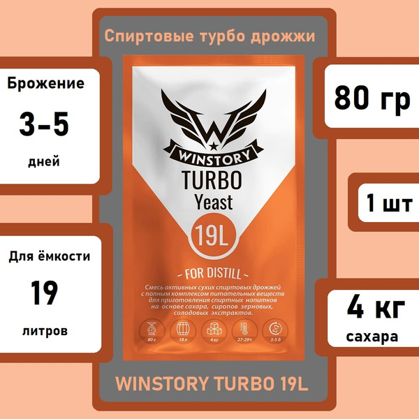 Спиртовые турбо дрожжи WINSTORY TURBO 19L 80 гр. - купить с доставкой ...