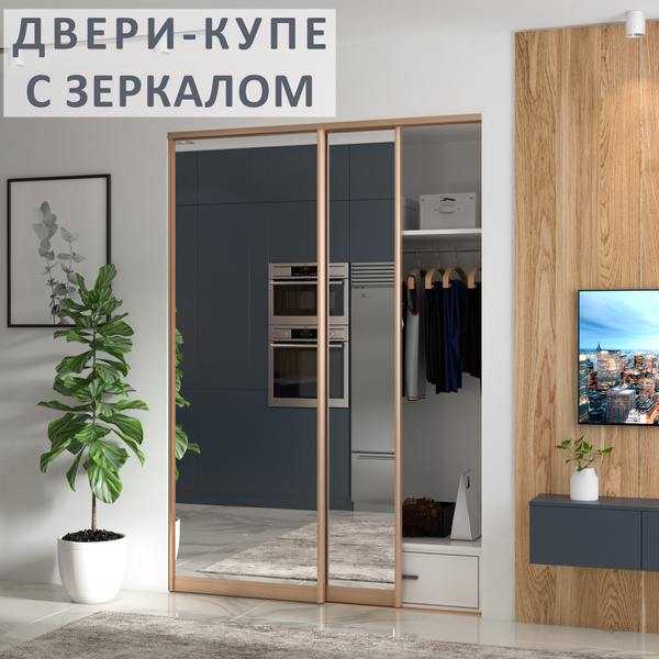 Раздвижная дверь для гардероба "33 Шкафа", с зеркалом, 2460 х 610 мм ...