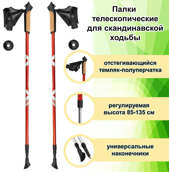 Палки для скандинавской ходьбы ECOS Nordic регулируемые 85-135см ...