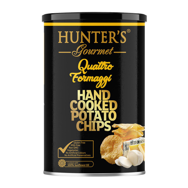 Чипсы картофельные Hunters Gourmet Четыре Сыра 150г, банка купить на ...