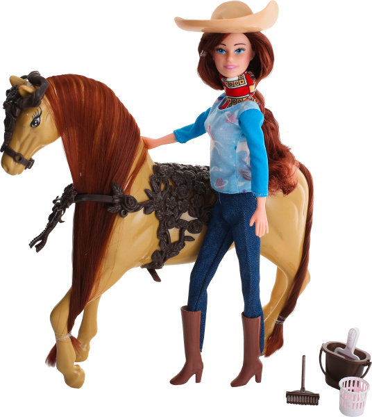 Игровой набор Кукла-наездница Bigga, 7 предметов / Игрушка для девочек ...