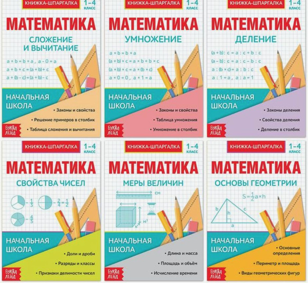 Шпаргалки для 1 - 4 классов. Набор - Основы математики 6 книг - купить ...