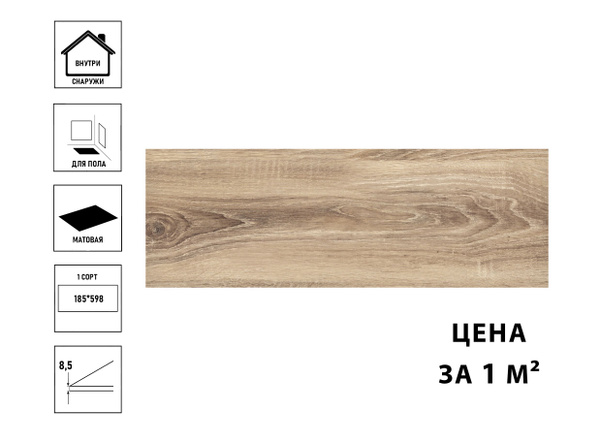 Плитка керамическая Cersanit Yasmin 59.8 см x 18.5 см, коричневый ...