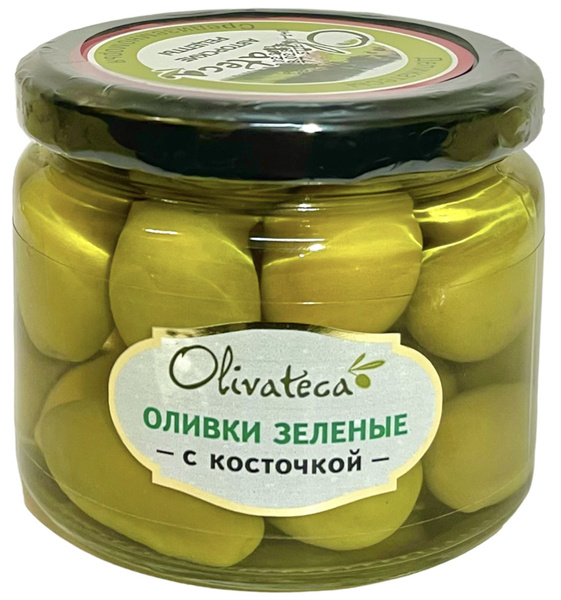 Оливки "Olivateca" зеленые с косточкой (калибр 120/140) 320г - купить с ...