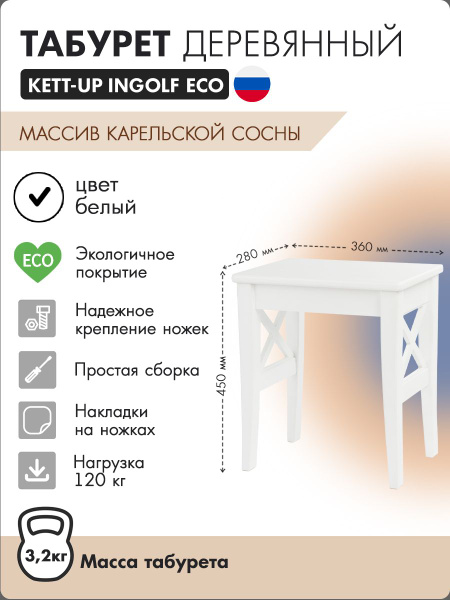 Табурет деревянный KETT-UP ECO INGOLF (ИНГОЛЬФ) - купить по выгодной ...