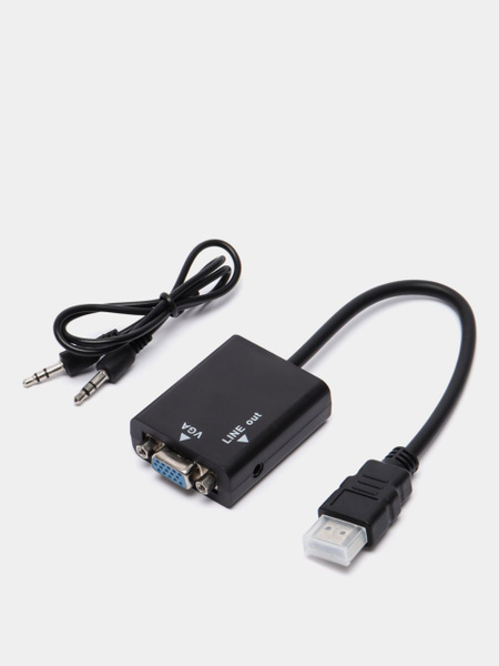 Кабель 3.5 мм, HDMI OEM Переходник Hdmi Vga / HDMI (папа) VGA (мама ...