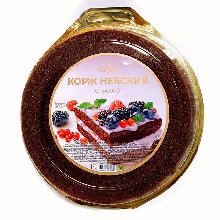 Коржи Невские 3 упаковки по 300 гр., бисквитные (сдобные) с какао для ...