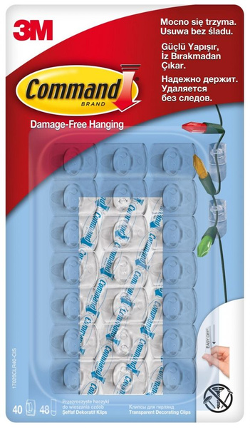 Клипсы для гирлянд, прозрачные, 40 шт./48 прозр.пол. Command 17026CLR40 ...