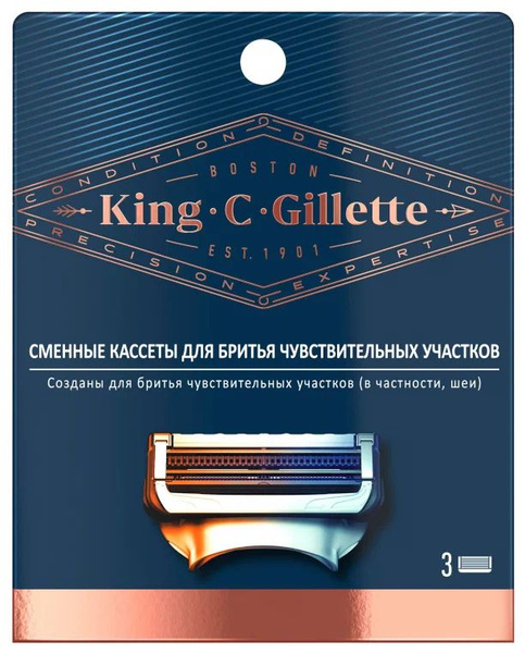 Сменные Кассеты Для Мужской Бритвы Gillette King C. Gillette, с 2 ...