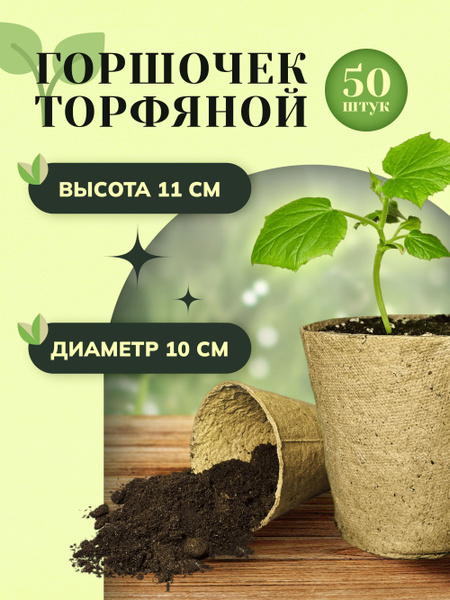 Торфяной горшочек для рассады 11/10 см, 50 шт купить по низкой цене в ...