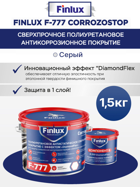 Краска Finlux F-777 по металлу Гладкая, Быстросохнущая, Полиуретановая ...