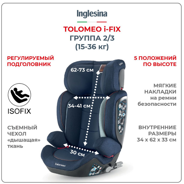 Автокресло Inglesina TOLOMEO 2-3 IFIX, цвет Navy - купить с доставкой ...