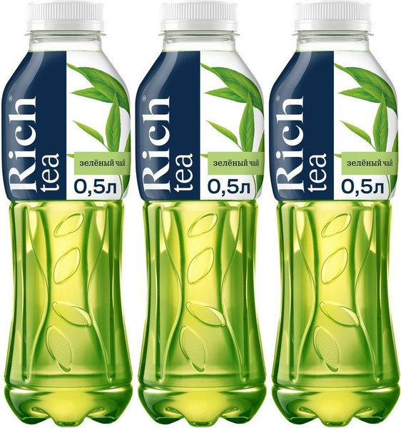 Холодный чай Rich зеленый 0,5 л, комплект: 3 упаковки по 0.5 л - купить ...