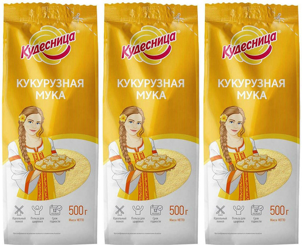 Мука Кудесница кукурузная, комплект: 3 упаковки по 500 г - купить с ...