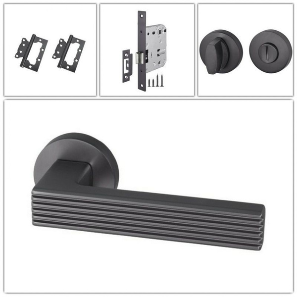 Комплект дверных ручек Armadillo LINE_URB6_BPVD-77_WC, вороненый никель ...