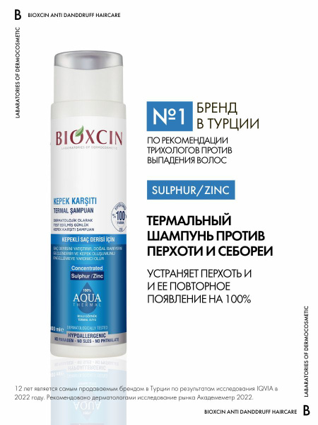Bioxcin Aquathermal, Термальный шампунь против перхоти и себореи с ...