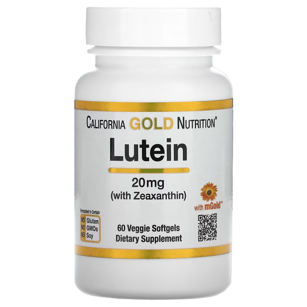 California Gold Nutrition, лютеин с зеаксантином, 20 мг, 60 ...