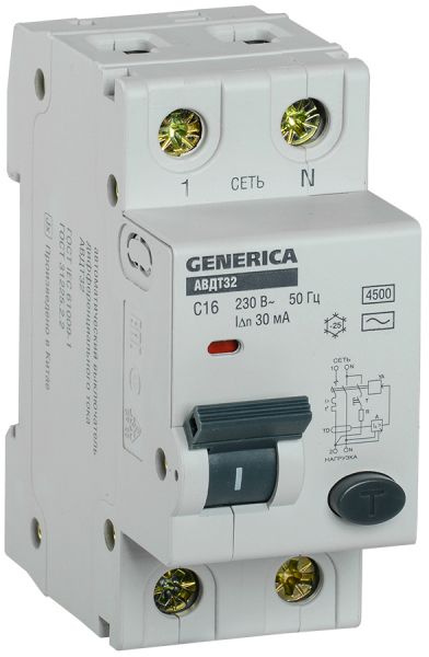 IEK GENERICA Диф.автомат АВДТ 32 C16 MAD25-5-016-C-30 купить по низкой ...