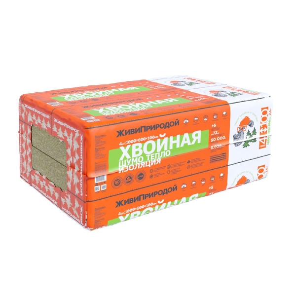 Хвойная шумо-теплоизоляция ЖивиПриродой 100 мм 1000х600 мм 2.4 м купить ...