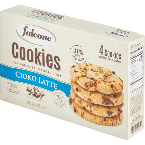 Falcone Печенье Cookies сахарное с молочным шоколадом, 200 грамм купить ...