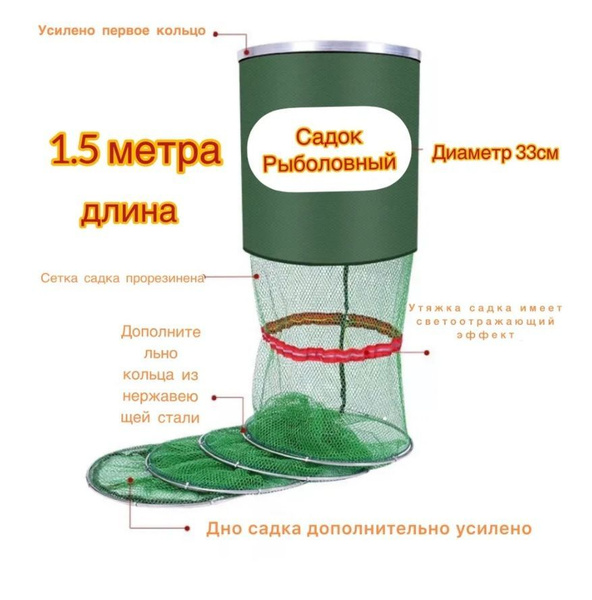 Садок рыболовный, прорезиненный, 1.5 метра. - купить с доставкой по ...